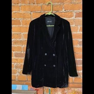 Madewell Boyfriend Cut Black Velvet Blazer XXS
